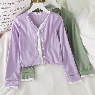 Mock Two-piece Long-sleeve Top - 2 Colors