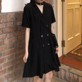 Double-breasted Short-sleeve Mini Blazer Dress