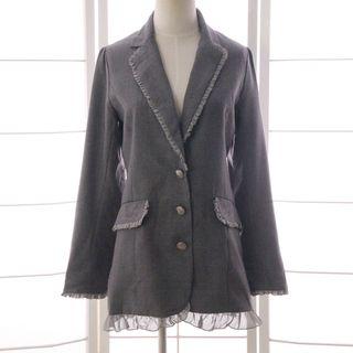 Embroidered Frill Trim Notch Lapel Coat