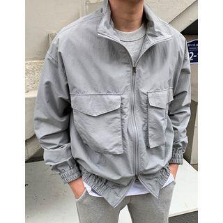 Flap-pocket Zip-up Windbreaker
