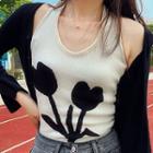 Halter Flower Knit Top