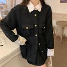 Button-up Glitter Jacket / A-line Skirt