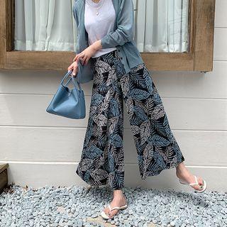 Band-waist Foliage Culottes Black - One Size