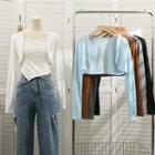 Set: Asymmetrical Halter Top + Open-front Light Cardigan In 5 Colors