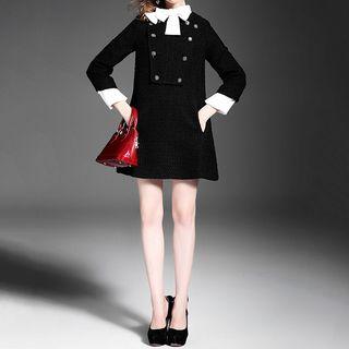 Button Detail Long-sleeve Dress