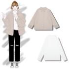 Single-breasted Jacket / Mock Neck Knit Top
