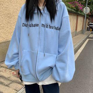 Lettering Hooded Oversize Jacket