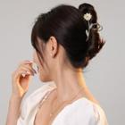 Flower Rhinestone Alloy Hair Clamp Gold - One Size