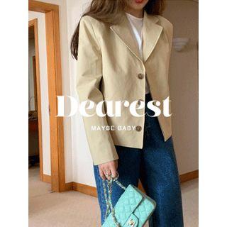 Single-breasted Hidden-button Blazer Beige - One Size
