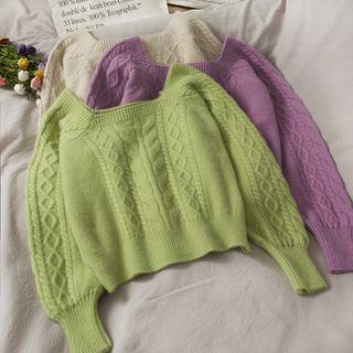 Square-neck Cropped Sweater In 5 Colors