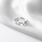 Love Lettering Sterling Silver Open Ring 1 Pc - Silver - One Size
