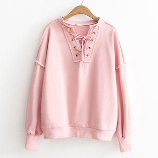 Long-sleeve Lace-up Sweatshirt
