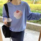 Cupcake Print Pullover Blue - One Size
