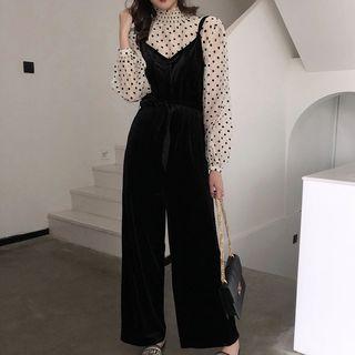 Dotted Blouse / Jumper Pants / Strappy Dress