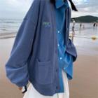 Long-sleeve Button-up Knit Cardigan