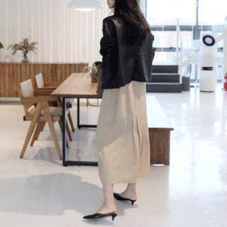Pintuck-detail Maxi Pinafore Dress