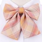 Plaid Ribbon Bow Tie Light Orange - One Size