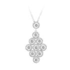 925 Sterling Silver Rhombus Pendant With White Cubic Zircon And Necklace