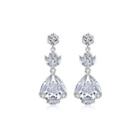 Elegant And Bright Geometric Water Drop-shaped Earrings With Cubic Zirconia Silver - One Size