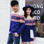 Couple Matching Patterned Sweater / Long-sleeve Mini Knit Bodycon Dress