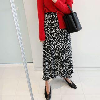 Leopard A-line Maxi Skirt Black - One Size