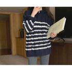 [dearest] Alpaca Blend Stripe Cable Sweater One Size