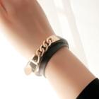 Faux Leather Chained Layered Bracelet 1317 - As Shown In Figure - One Size