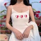 Heart Print Camisole Top / A-line Skirt / Light Jacket