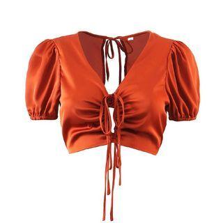 Tie-strap Cutout Cropped Blouse