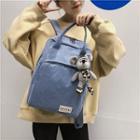 Mouse Charm Top Handle Nylon Backpack