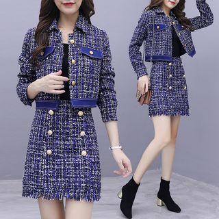 Set: Cropped Tweed Jacket + A-line Skirt