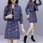 Set: Cropped Tweed Jacket + A-line Skirt