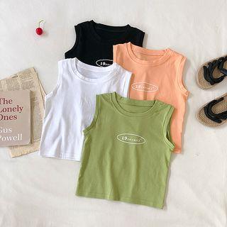 Lettering Round Neck Sleeveless T-shirt