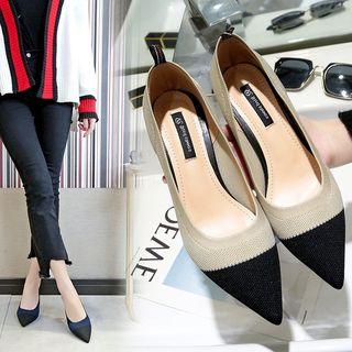 Knit Color Block Pointed Pumps