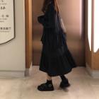 Long-sleeve Plain Tiered Dress