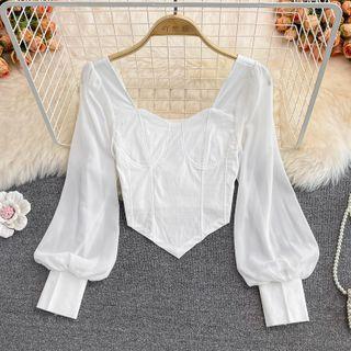 Square Neck Asymmetrical Blouse