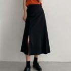High-waist Slit Midi A-line Skirt