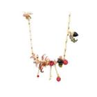 Fashion And Elegant Plated Gold Enamel Flower Necklace With Red Cubic Zirconia Golden - One Size