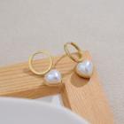 Heart Faux Pearl Dangle Earring 1 Pair - E3358 - Gold - One Size