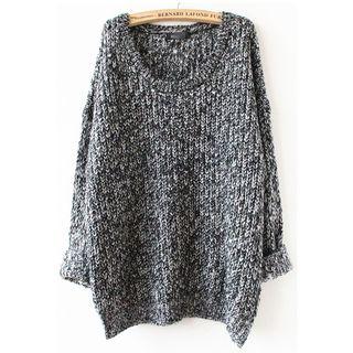 Long Sleeve Loose Sweater Grey - One Size