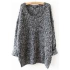 Long Sleeve Loose Sweater Grey - One Size