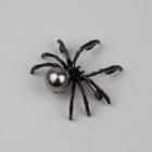 Faux Pearl Spider Brooch Black - One Size
