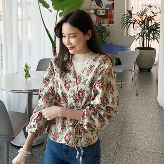 Tie-waist Floral Print Cardigan