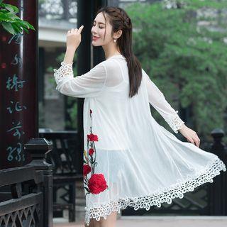 Embroidered Lace Trim Light Jacket
