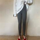 Plain High-waist Slim-fit Base Pants