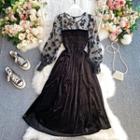 Velvet Flare Long-sleeve Dress