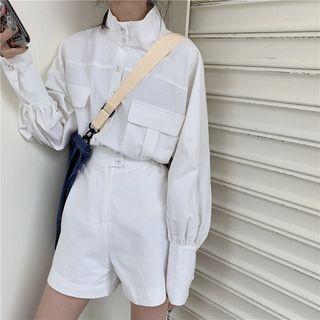 Pocket Detail Shirt / High-waist Wide-leg Shorts