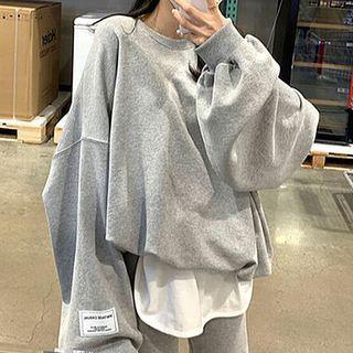 Set: Lettering Sweatshirt + Shorts Set Of 2 - Sweatshirt & Shorts - Gray - One Size