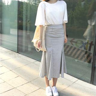 Set: Ruffle Trim T-shirt + Midi Skirt
