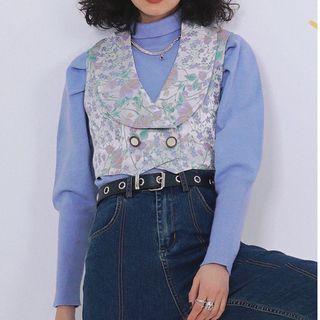 Floral Print Double-breasted Vest